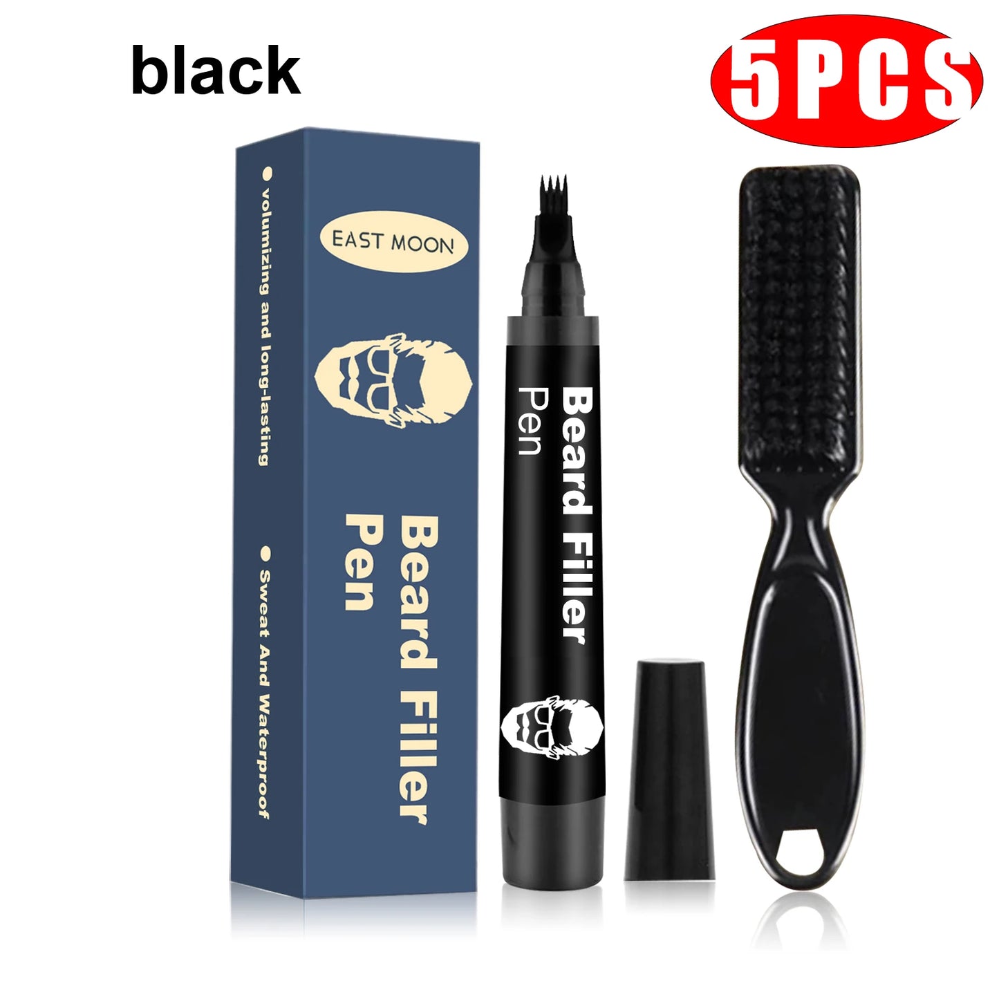 Beard Filler Pen with Brush – Waterproof & Long-Lasting