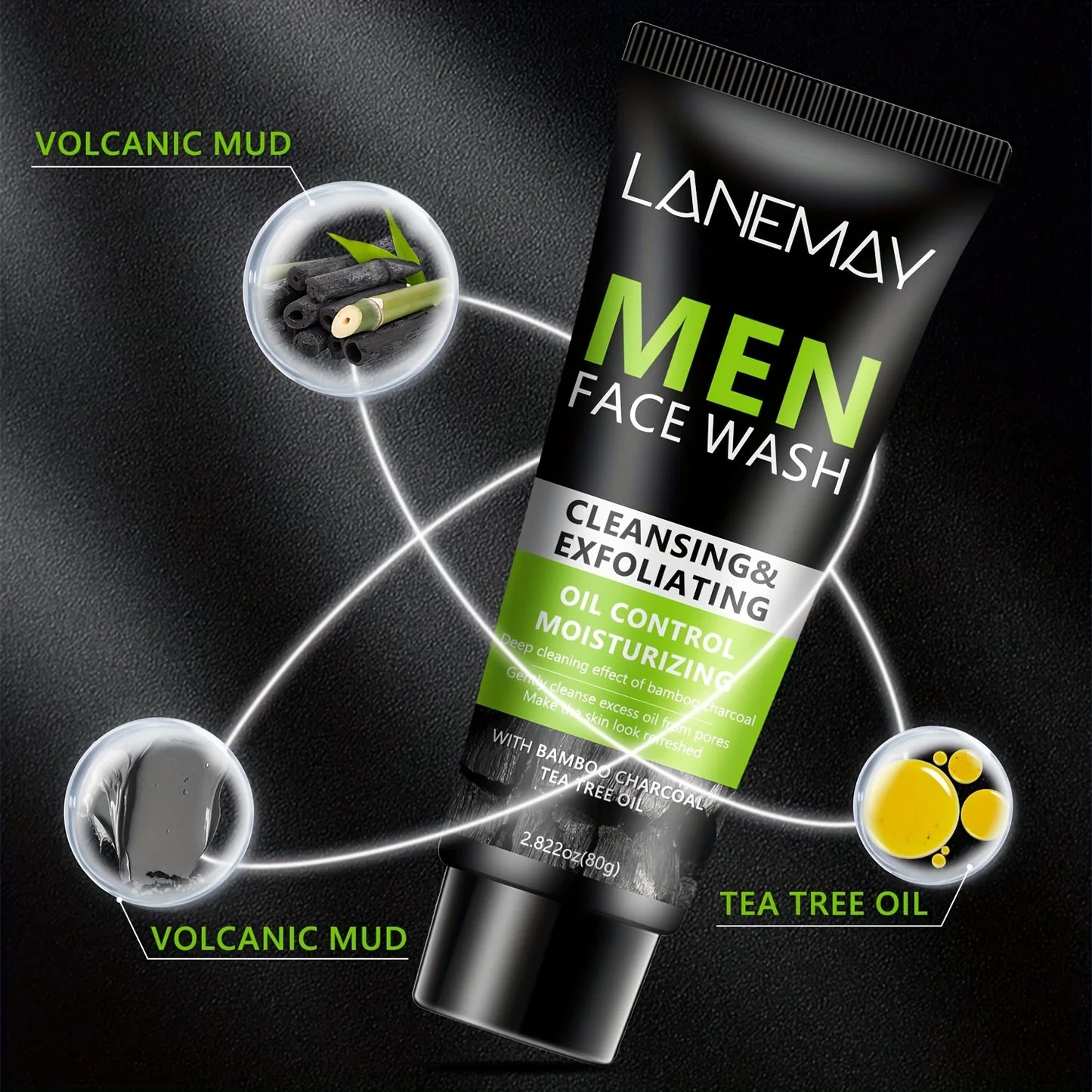 Men’s Volcanic Mud Face Wash – Deep Cleansing & Oil Control