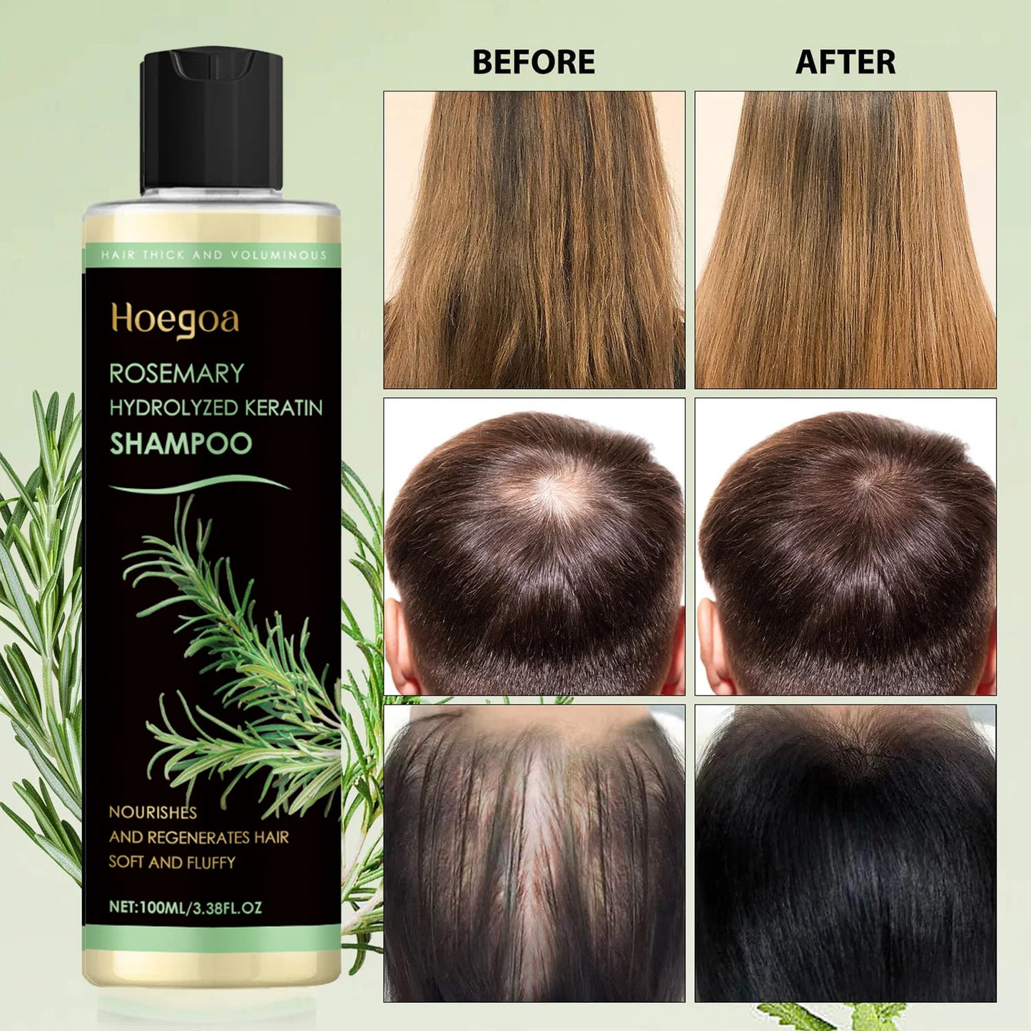 Organic Rosemary Oil Shampoo – Boosts Hair Growth, Thickness & Volume for Men & Women