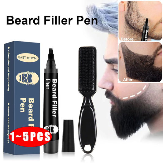 Beard Filler Pen with Brush – Waterproof & Long-Lasting