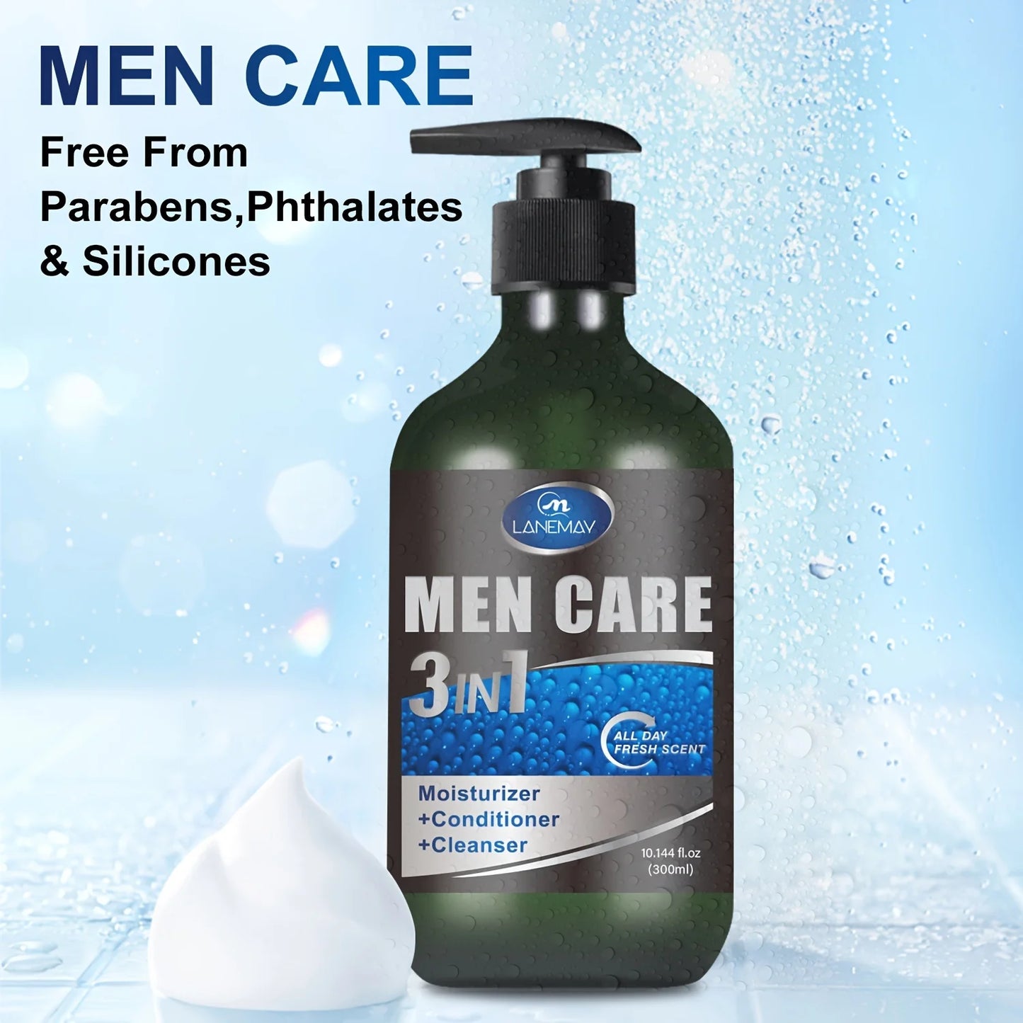 Men’s 3-in-1 Body, Hair & Face Wash – Plant-Based Cleanser