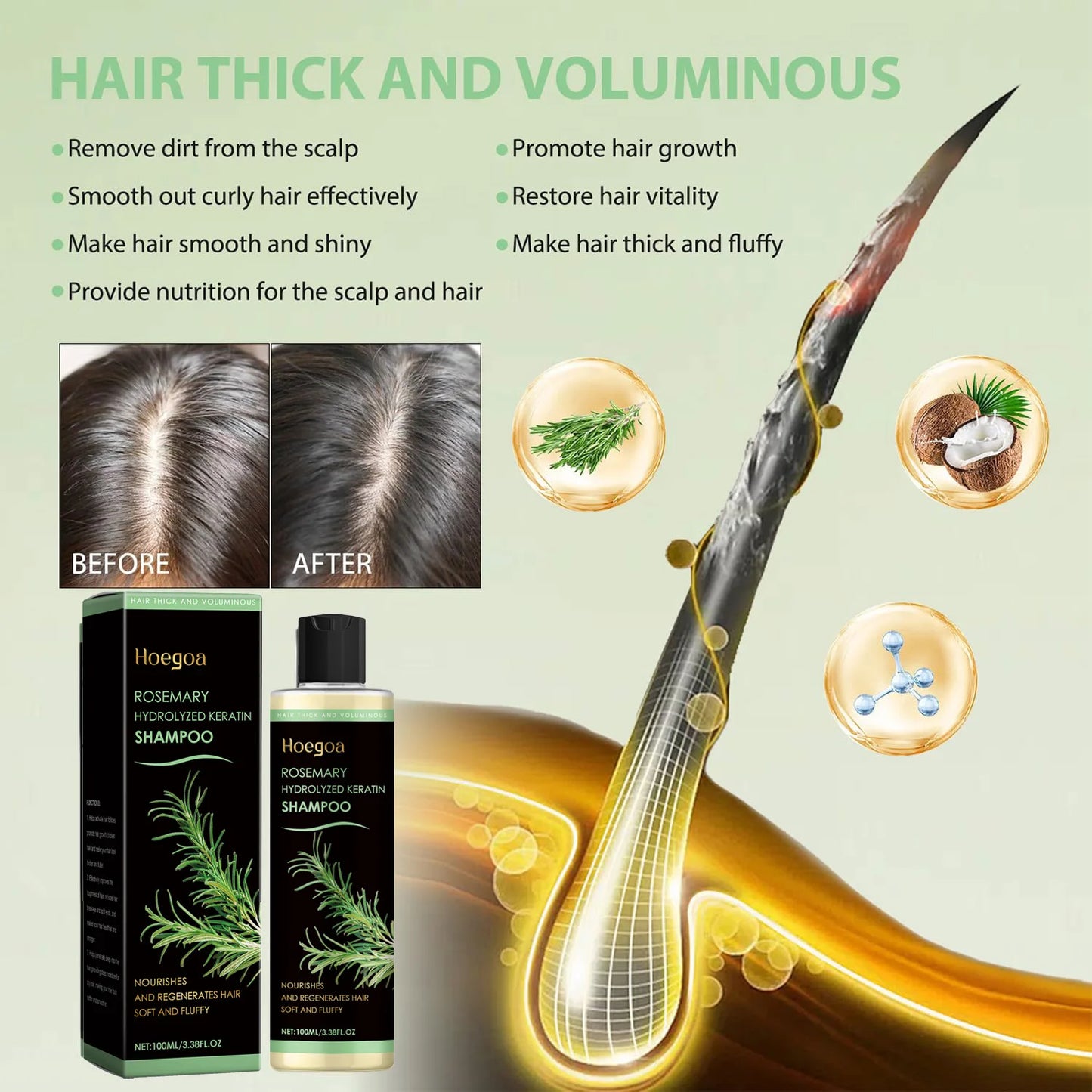 Organic Rosemary Oil Shampoo – Boosts Hair Growth, Thickness & Volume for Men & Women