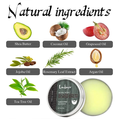 Natural Beard Balm – Vanilla Scent | Softens, Moisturizes & Styles