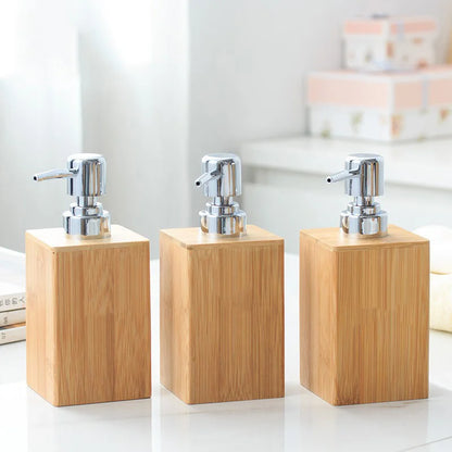 Bamboo Liquid Soap Dispenser – Refillable Pump Bottle (280 ml)