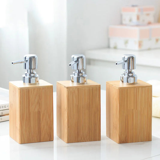 Bamboo Liquid Soap Dispenser – Refillable Pump Bottle (280 ml)