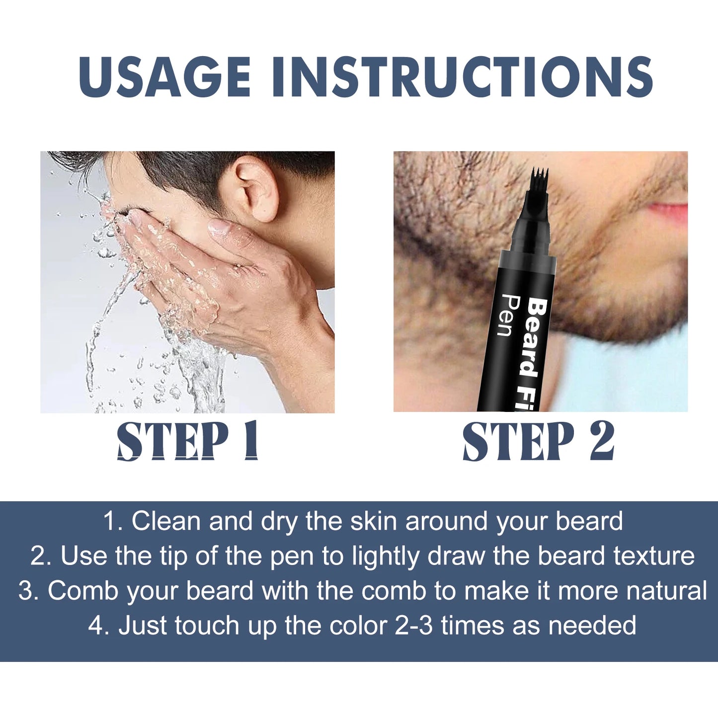 Beard Filler Pen with Brush – Waterproof & Long-Lasting