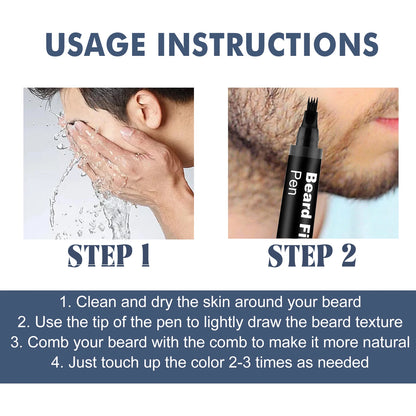 Beard Filler Pen with Brush – Waterproof & Long-Lasting